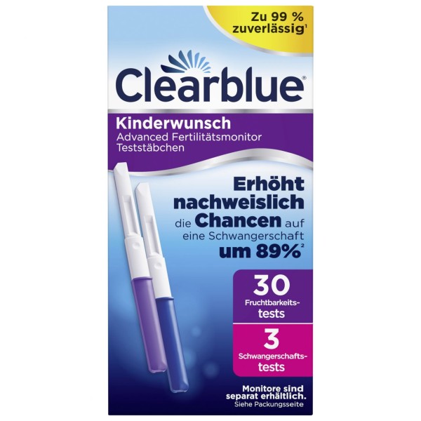 Clearblue 20x Kinderwunsch Teststäbchen 30+3 für Advanced Fertilitätsmonitor