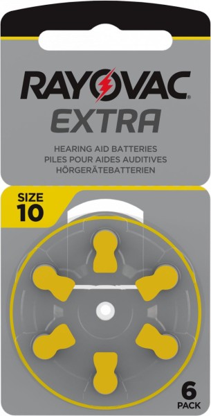 Rayovac 100x Extra Advanced Gr. 10 - 6er Blister Hörgerätebatterien PR70 Gelb 24610 10AU-6XEMF