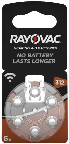 Rayovac 1000x Acoustic Special Gr. 312 Hörgerätebatterien 6er Blister PR41 Braun 1,45V 4607