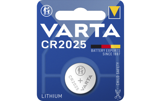 Lithium-Knopfzelle VARTA CR 2025, 170mAh, 3V, 1er-Blister