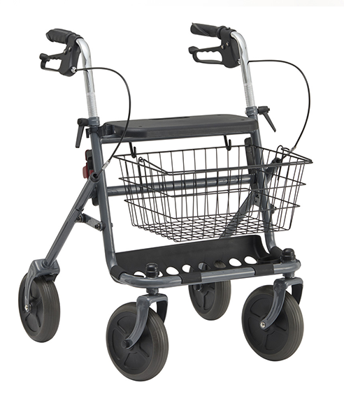 Rollator FAKTO+ m.Tablett,Korb,Stockh.,mangan grey metallic