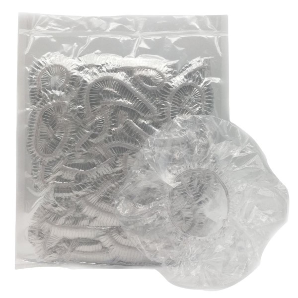 Top Einweg Duschhauben 100er Pack aus transparentem Kunststoff mit Gummizug HA-23