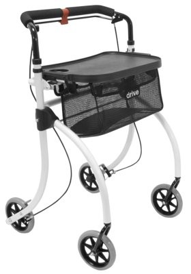 Indoor-Rollator ROOMBA m.,Tablett u.Gepäcknetz,weiß,