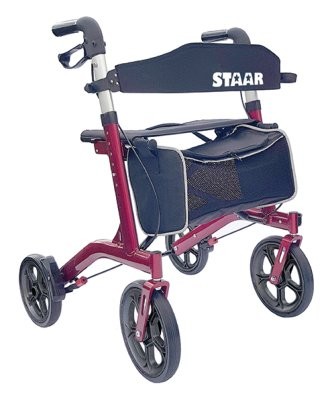 Alu-Reise-Rollator Staar m.,Tasche burgund-rot,