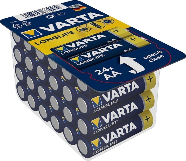 Varta 2x Longlife AA Mignon Alkaline Batterie 24er Blister LR6 MN1500 Stilo 1,5 V 4106