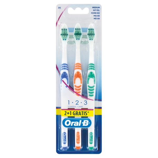 Oral-B 2x 1 2 3 Classic Care 35 mittel Zahnbürste 2+1 Pack zahnpflege zahnbürste mundpflege 35 mitte