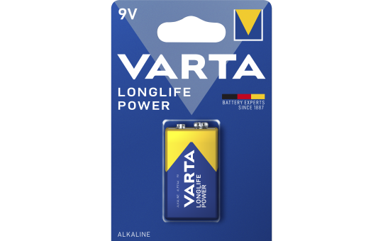 9V-Blockbatterie VARTA ''HIGH ENERGY'' 9 V, Typ 6F22, 1-er Blister