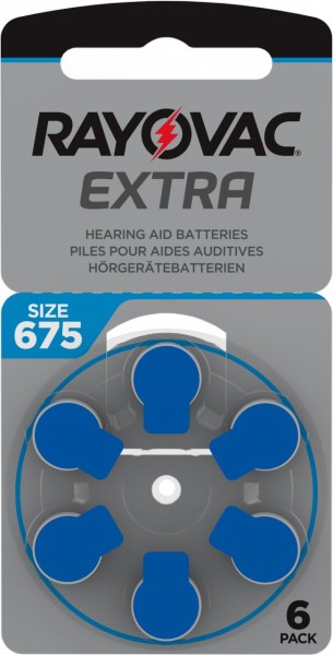 Rayovac Extra Advanced Gr. 675 - 6er Blister Hörgerätebatterien PR44 Blau 24600 675AUX-6XE