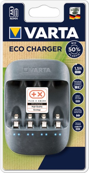 Varta 100x Ladegerät AA/AAA eco charger 50% recycling Plastic 1,5h quick charge, trickle charge, bad