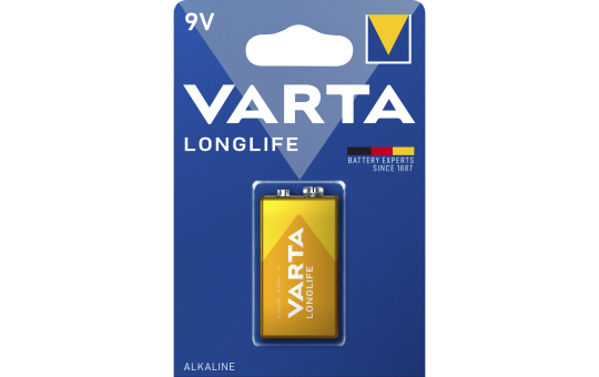 9V-Batterie VARTA ''LONGLIFE'' Alkaline, 1,5 V, 1er-Blister