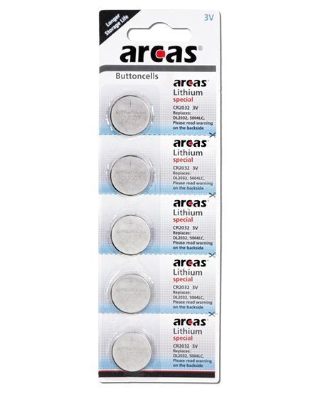 Arcas 5x Lithium CR2032 Knopfzelle 3V 5er Blister 137 05032