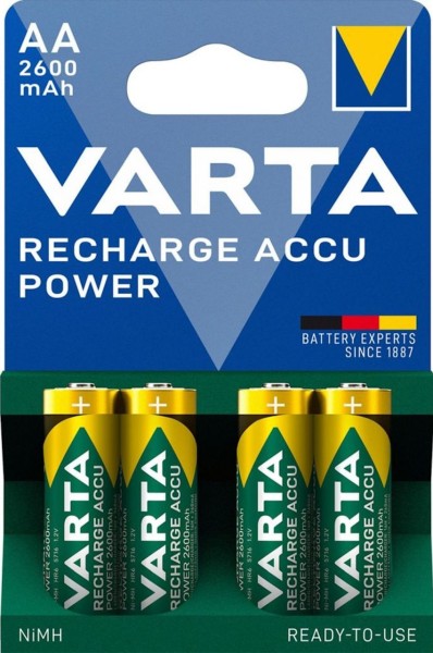 Varta 100x AA Akku Mignon NiMH 2600mAh Ready to use 4er Blister 5716